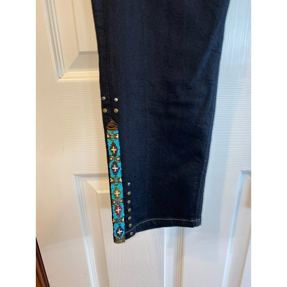 NWT Ralph Lauren Beaded High-Rise Straight Cropped Jeans in Black Rinse 28 - Picture 11 of 11